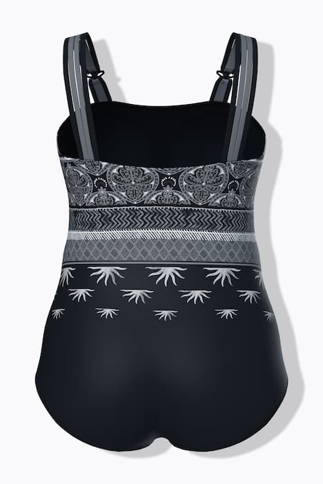 Badedragt, mønstret, softcups, rund hals, recyclet