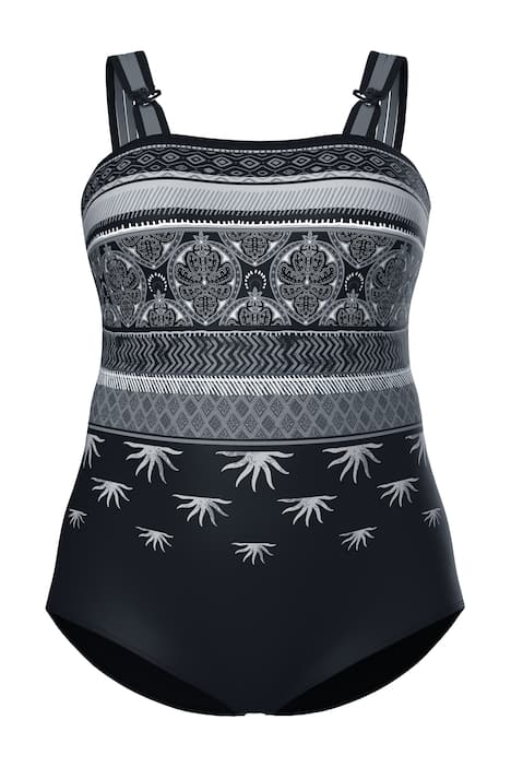 Plavky, vzorované, měkké košíčky, kulatý výstřih, recyklovaný materiál