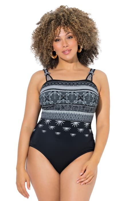 Plavky, vzorované, měkké košíčky, kulatý výstřih, recyklovaný materiál