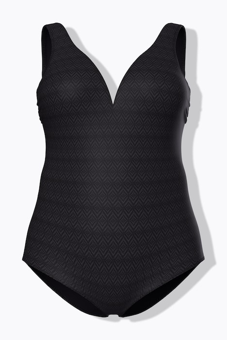 Maillot de bain avec bonnets souples, tissu texturé motif losanges et matière recyclée