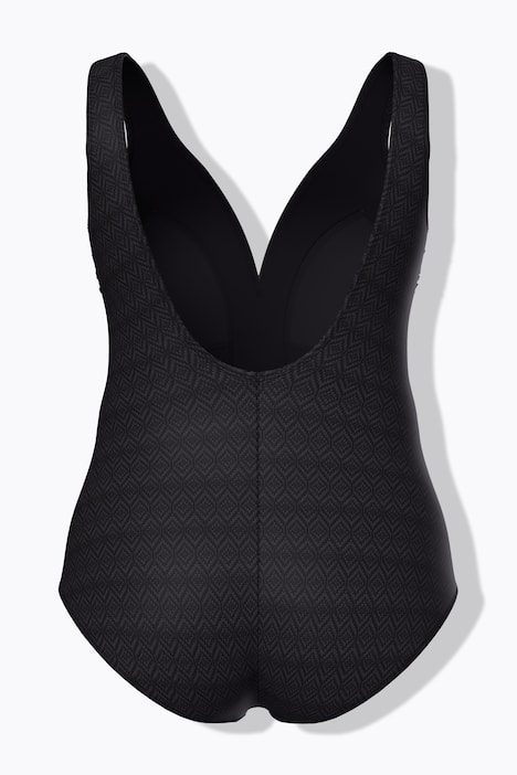 Maillot de bain avec bonnets souples, tissu texturé motif losanges et matière recyclée