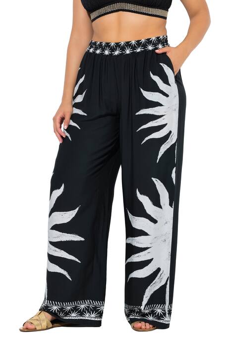 Palácové kalhoty, slunce, široké nohavice, elastický pas