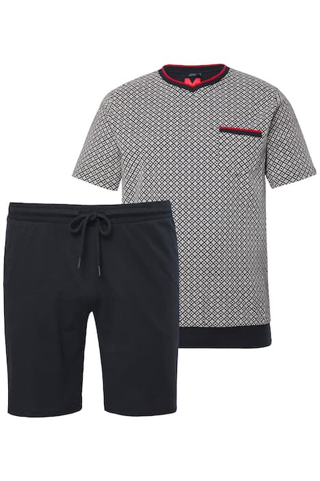 Pyžamo Men+, břišní střih, krátké dvojdílné, krátké rukávy, plošný potisk, do 8XL
