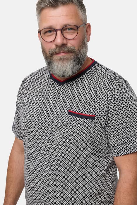 Men+ Schlafanzug, kurzer Zweiteiler, Bauchfit, Halbarm, Alloverprint, bis 8 XL