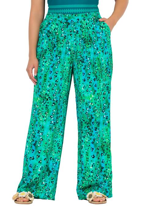 Palácové kalhoty, zvířecí vzor, široké nohavice, elastický pas