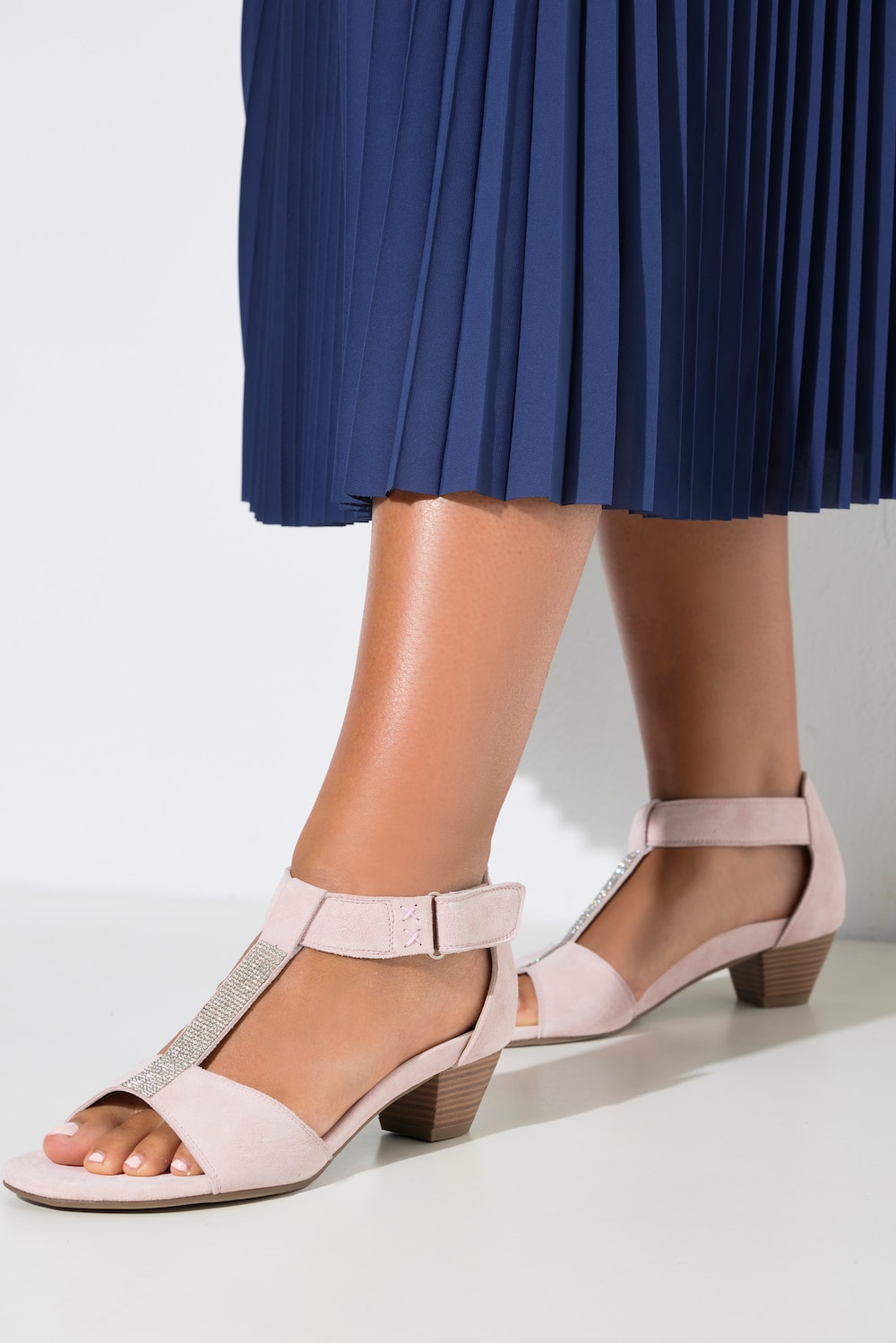 Leren sandalen, suÃ¨de, siersteentjes, wijdte H