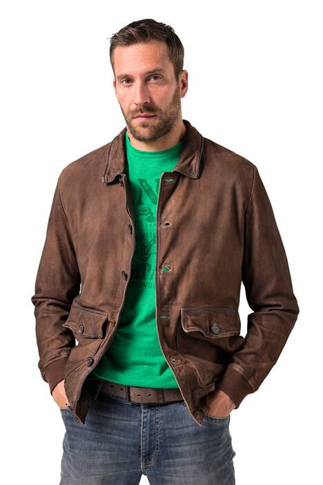 Kožený bluzon JP1880, jemná kozí kůže, semiš, vintage vzhled, do 7XL