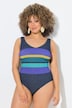 Badeanzug, Streifen, ohne Softcups, Rundhals
