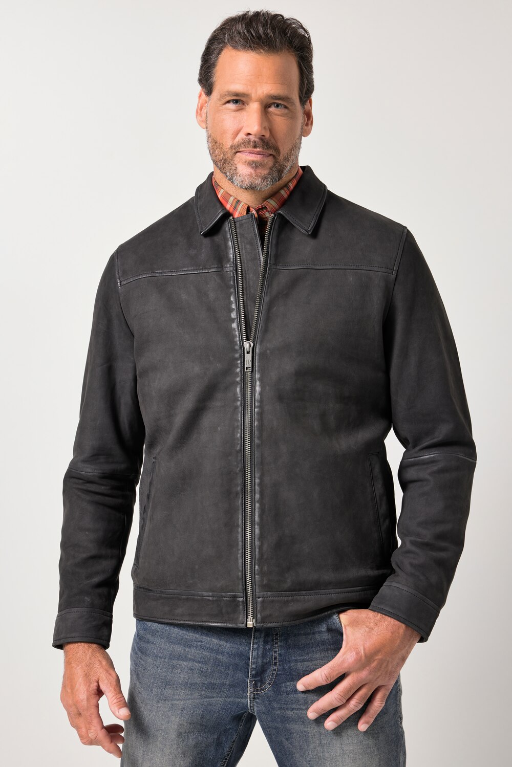 Stora storlekar Skinnjacka, Her, svart, storlek: 7XL, Läder, JP1880