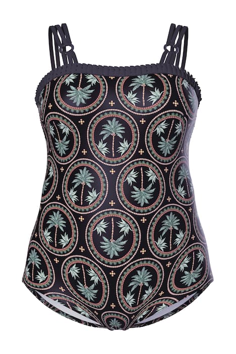 Plavky, palmy, měkké košíčky, kulatý výstřih, recyklovaný materiál