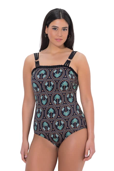 Plavky, palmy, měkké košíčky, kulatý výstřih, recyklovaný materiál