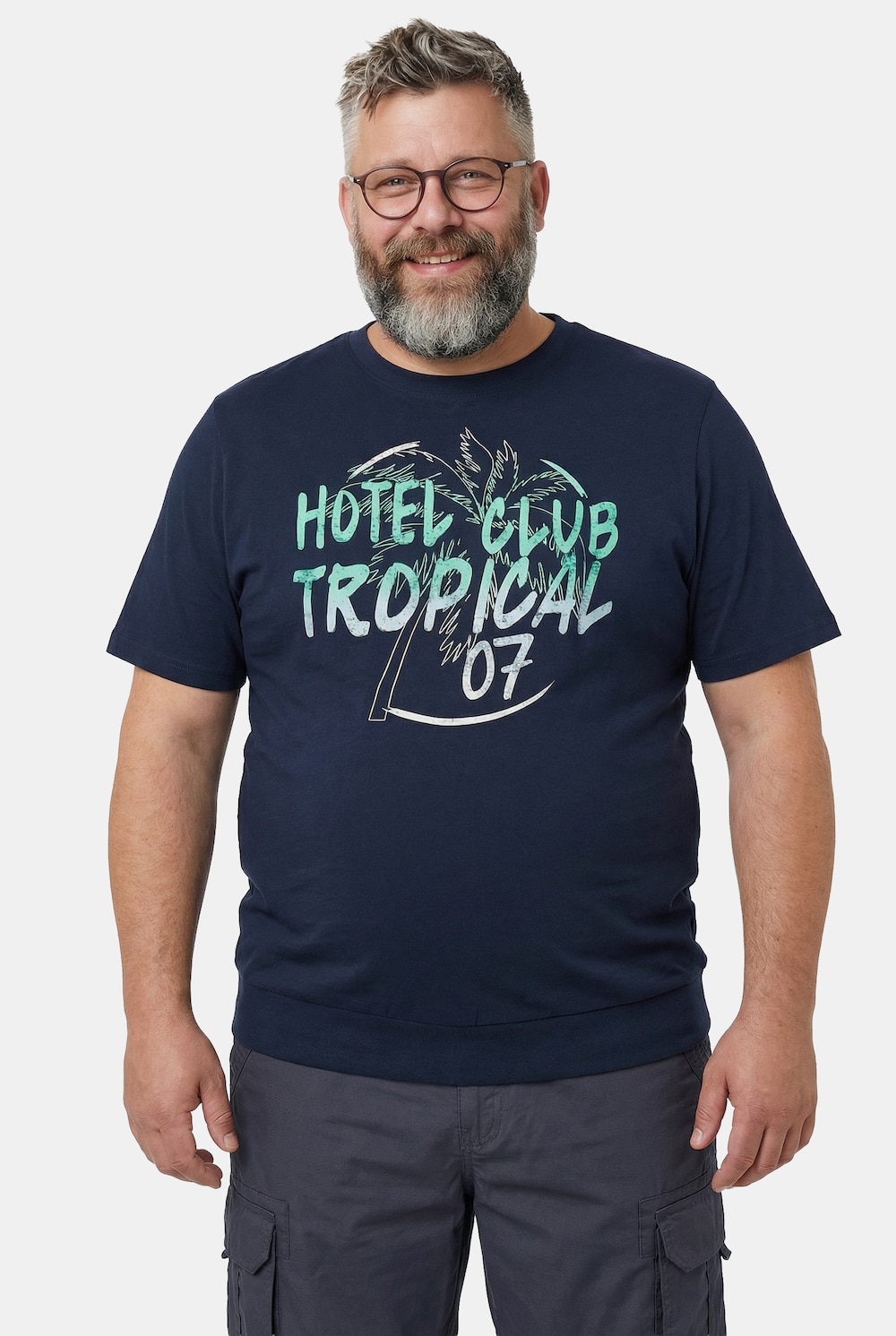 Men+ T-Shirt Bauchfit, Halbarm, großer Print, bis 8 XL