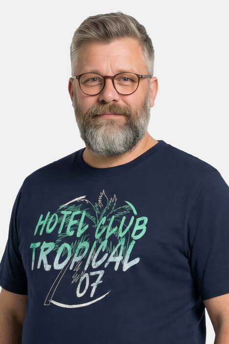 Men+ T-Shirt Bauchfit, Halbarm, großer Print, bis 8 XL
