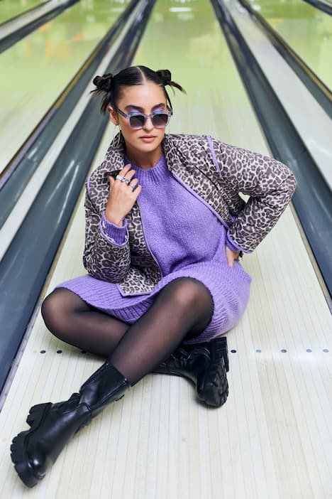 Steppjacke, oversized, Leo, Colorpaspel, Hemdkragen