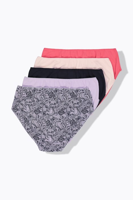 Midislips, 5er-Pack, Muster/einfarbig