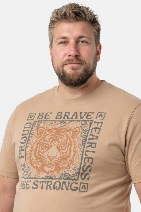 Men+ T-Shirt, Halbarm, Brustprint, bis 8 XL
