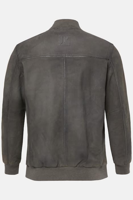 JP1880 bomberjakke i læder, ægte lammeskinds-nappa, collegekrave, op til 7XL