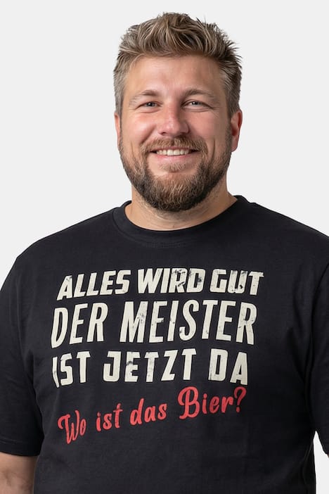 Men+ T-Shirt, Halbarm, Brustprint, bis 8 XL