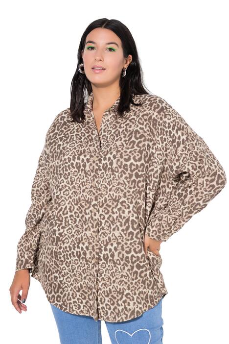 Košilové halenka, oversize, mušelín, leopardí vzor
