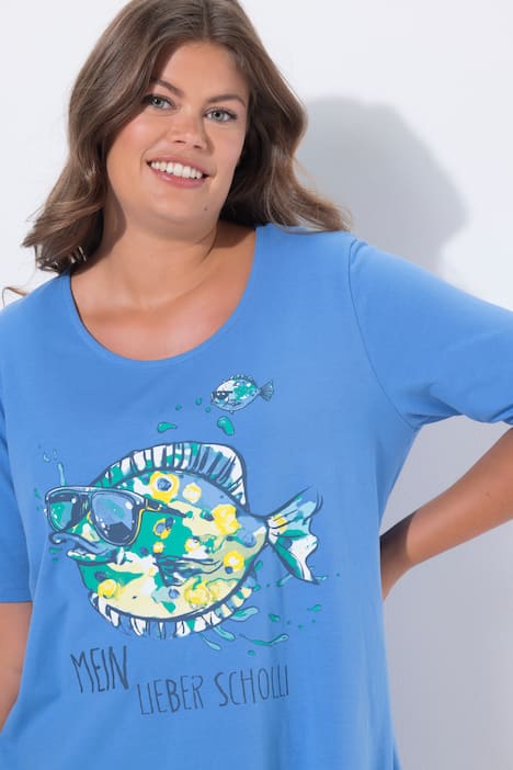 T-shirt, ronde hals, halflange mouwen