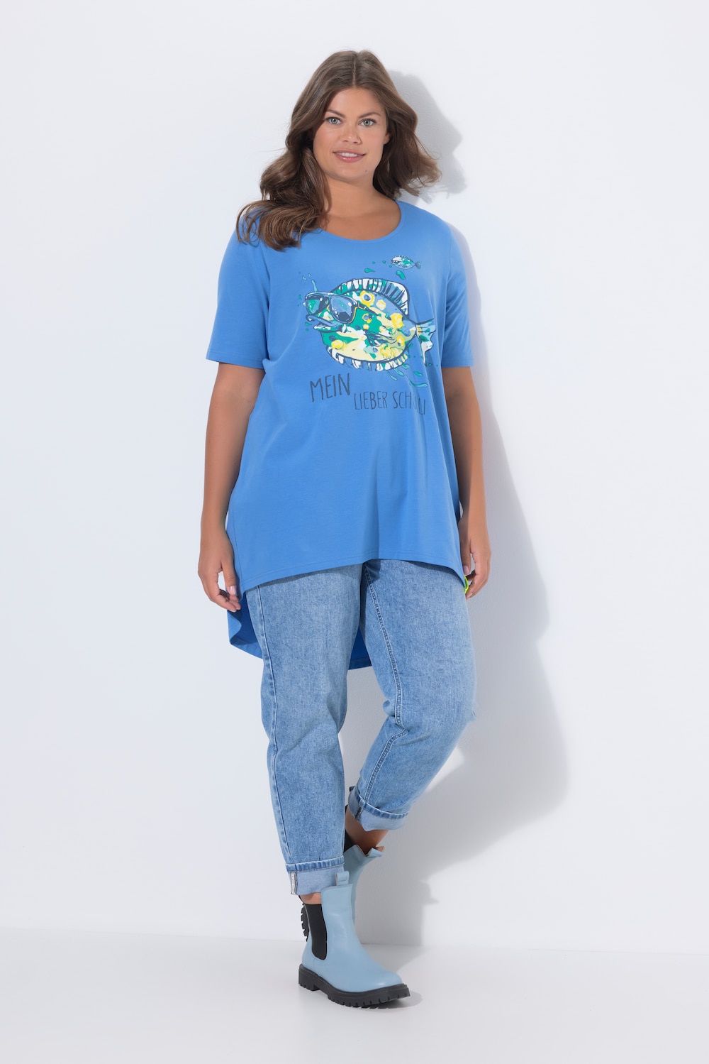 T-shirt, ronde hals, halflange mouwen