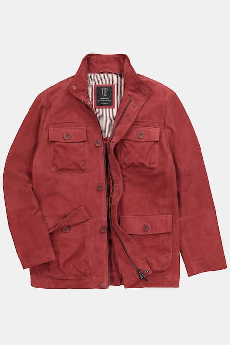 Leder-Fieldjacket, Leder, Ziegen-Veloursleder, viele Taschen