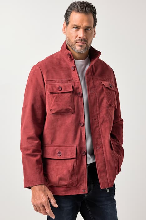 Leder-Fieldjacket, Leder, Ziegen-Veloursleder, viele Taschen
