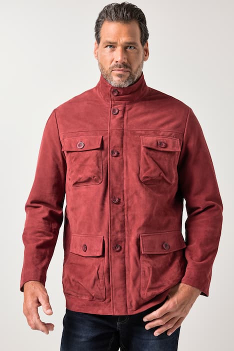 Leder-Fieldjacket, Leder, Ziegen-Veloursleder, viele Taschen