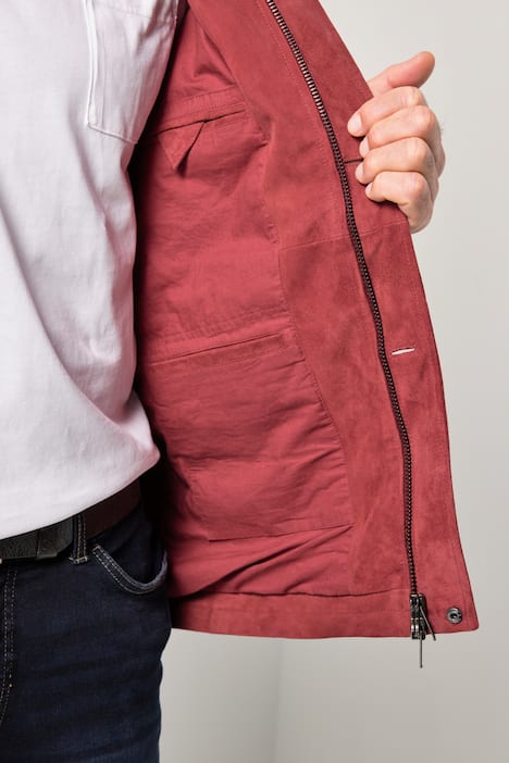 Leder-Fieldjacket, Leder, Ziegen-Veloursleder, viele Taschen