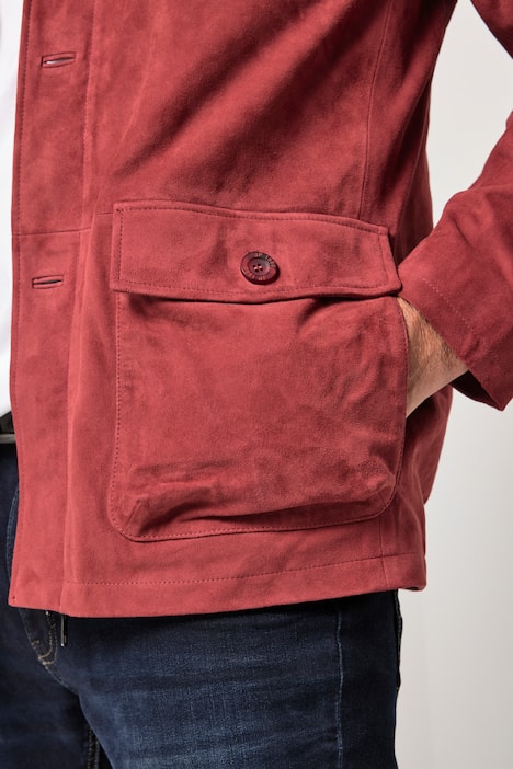 Leder-Fieldjacket, Leder, Ziegen-Veloursleder, viele Taschen