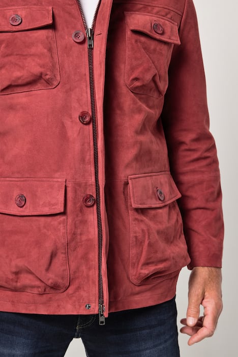 Leder-Fieldjacket, Leder, Ziegen-Veloursleder, viele Taschen