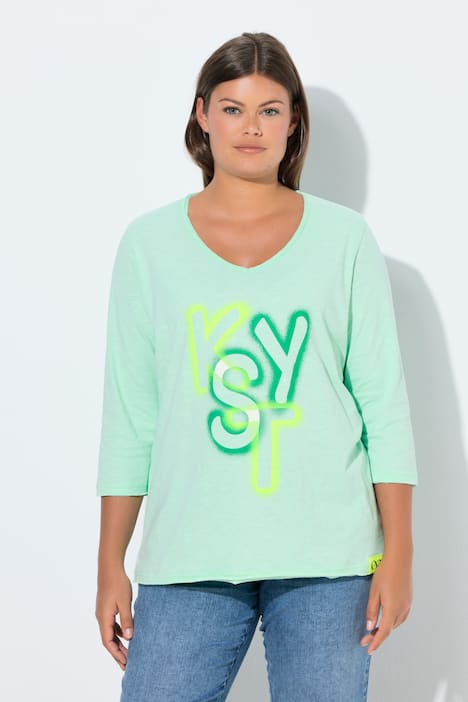 T-Shirt, V-Ausschnitt, 3/4 Arm, OEKO-TEX Made in Green