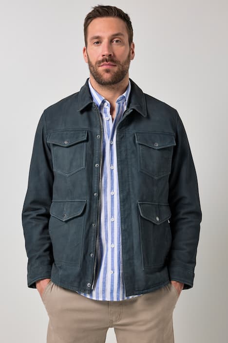 JP1880 leren jas, leer, zeer fijn lamsleer, 4 klepzakken, tot 7XL