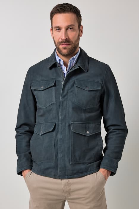 JP1880 leren jas, leer, zeer fijn lamsleer, 4 klepzakken, tot 7XL