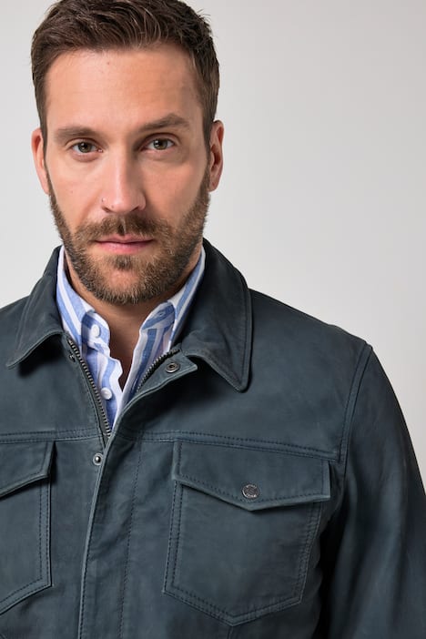 JP1880 leren jas, leer, zeer fijn lamsleer, 4 klepzakken, tot 7XL