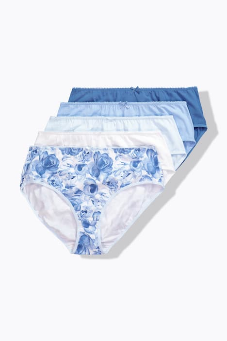 Midi-slips, set van 5, rozen / effen