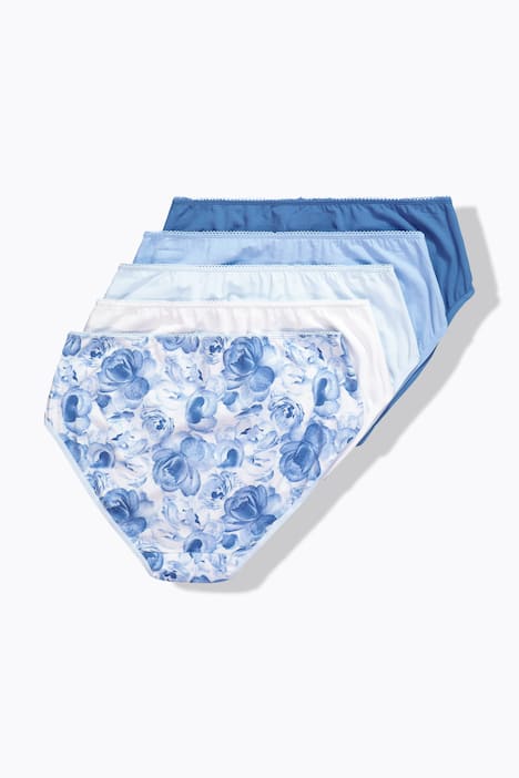 Midi-slips, set van 5, rozen / effen