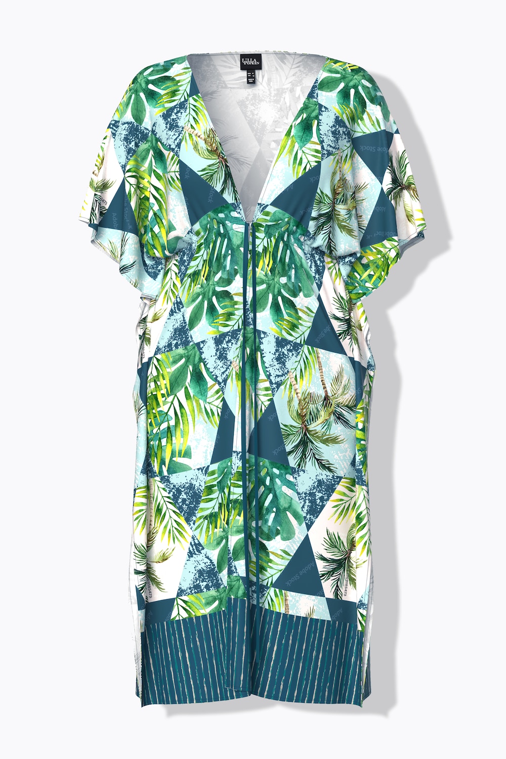 Stora storlekar Kaftan, Dam, turkos, storlek: 1=42-48, Viskos, Ulla Popken