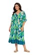 Kaftan, palmy, výstřih do V, krátké rukávy
