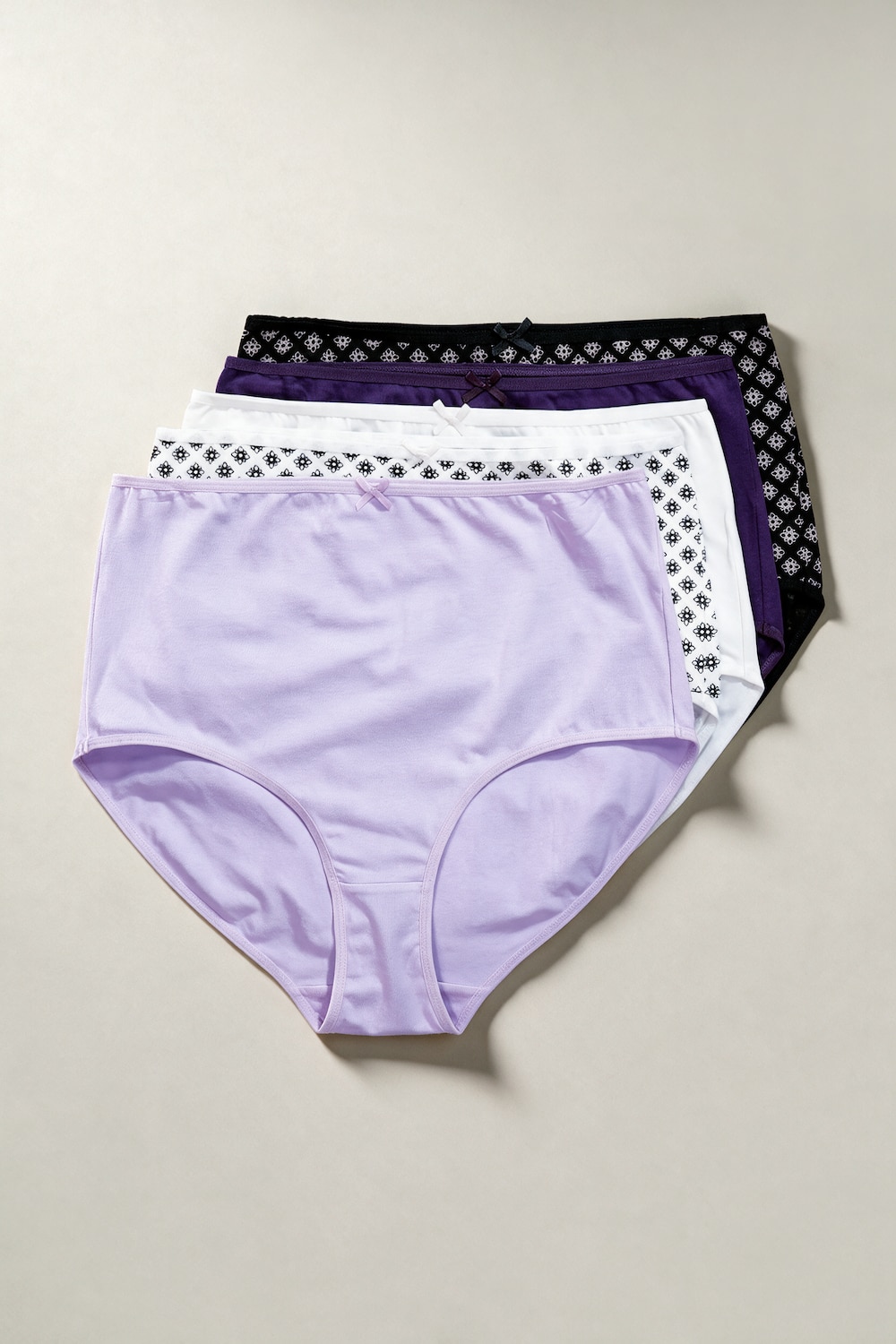 Maxislips, 5er-Pack, Ornamente/einfarbig
