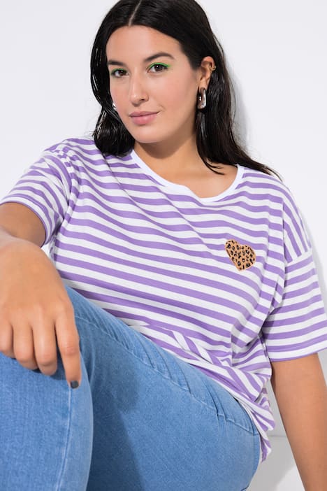 T-Shirt, Ringeljersey, Heart, Halbarm