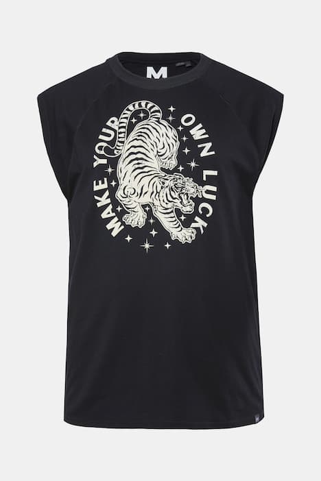 Men+ Tanktop, überschnitten, Brustprint, bis 8 XL