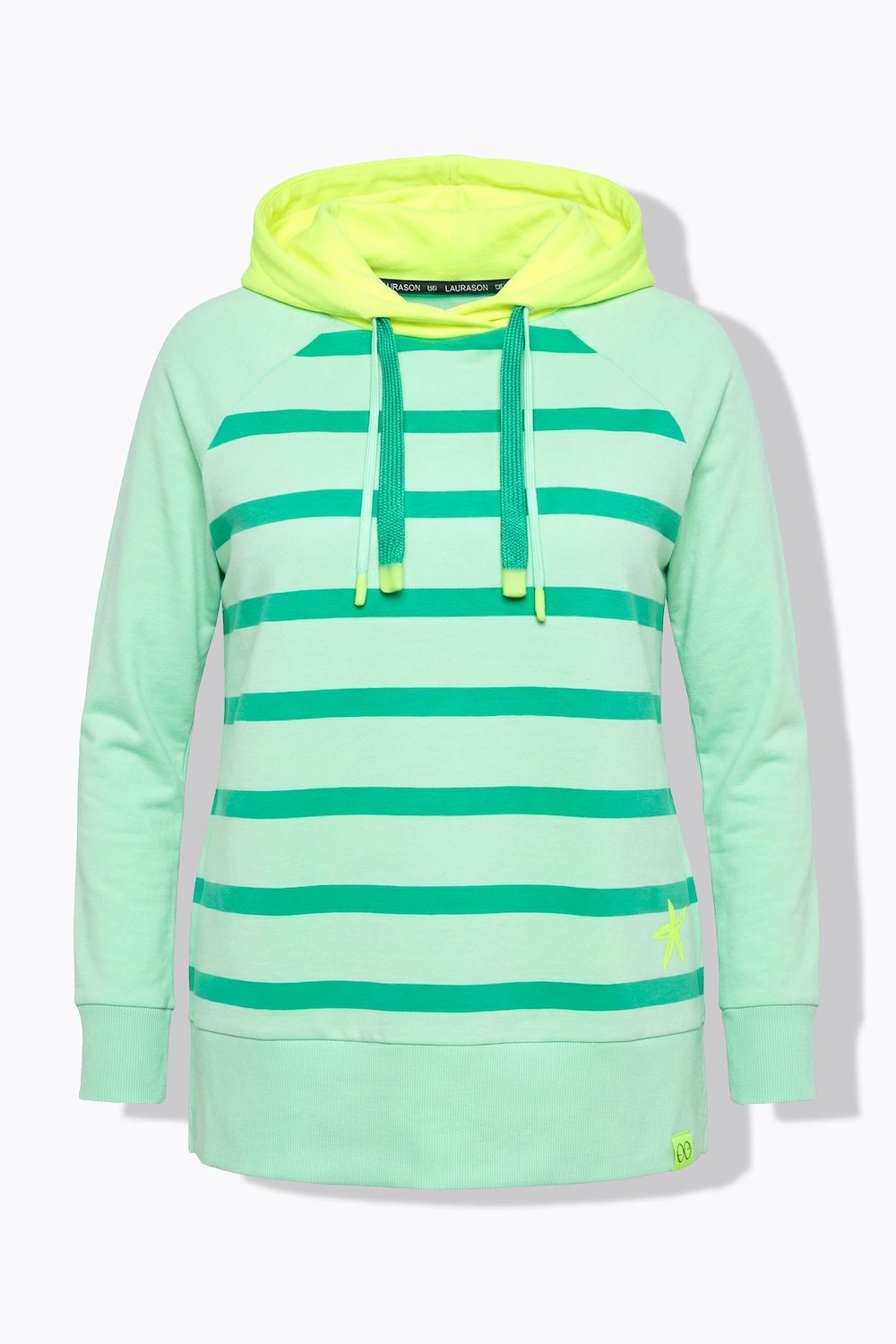 Stora storlekar Randig mjukiströja, Dam, turkos, storlek: 44/46, Bomull/Polyester, LAURASON