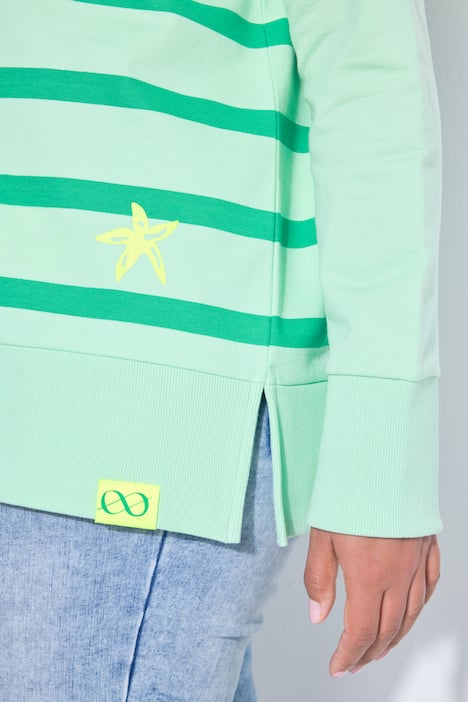 Sweatshirt met strepen, lange mouwen, kraag