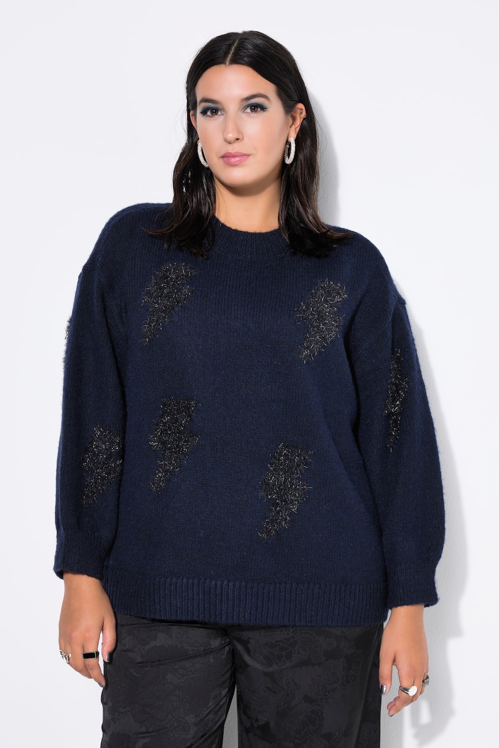 Thumbnail - Große Größen Pullover, Damen, blau, Größe: 50/52, Polyester/Synthetische Fasern, Studio Untold