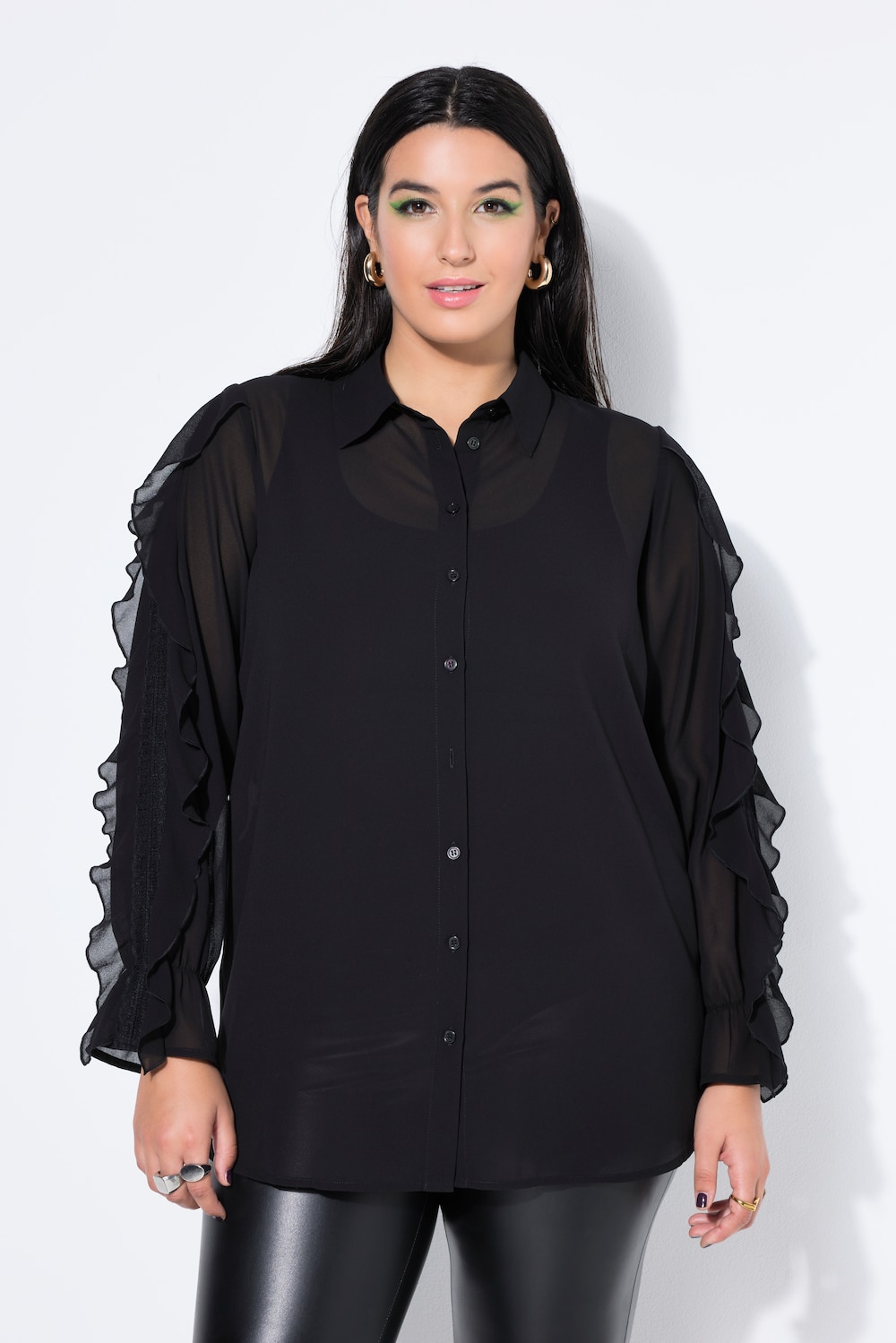 Große Größen Chiffon-Bluse, Damen, schwarz, Größe: 46/48, Polyester, Studio Untold