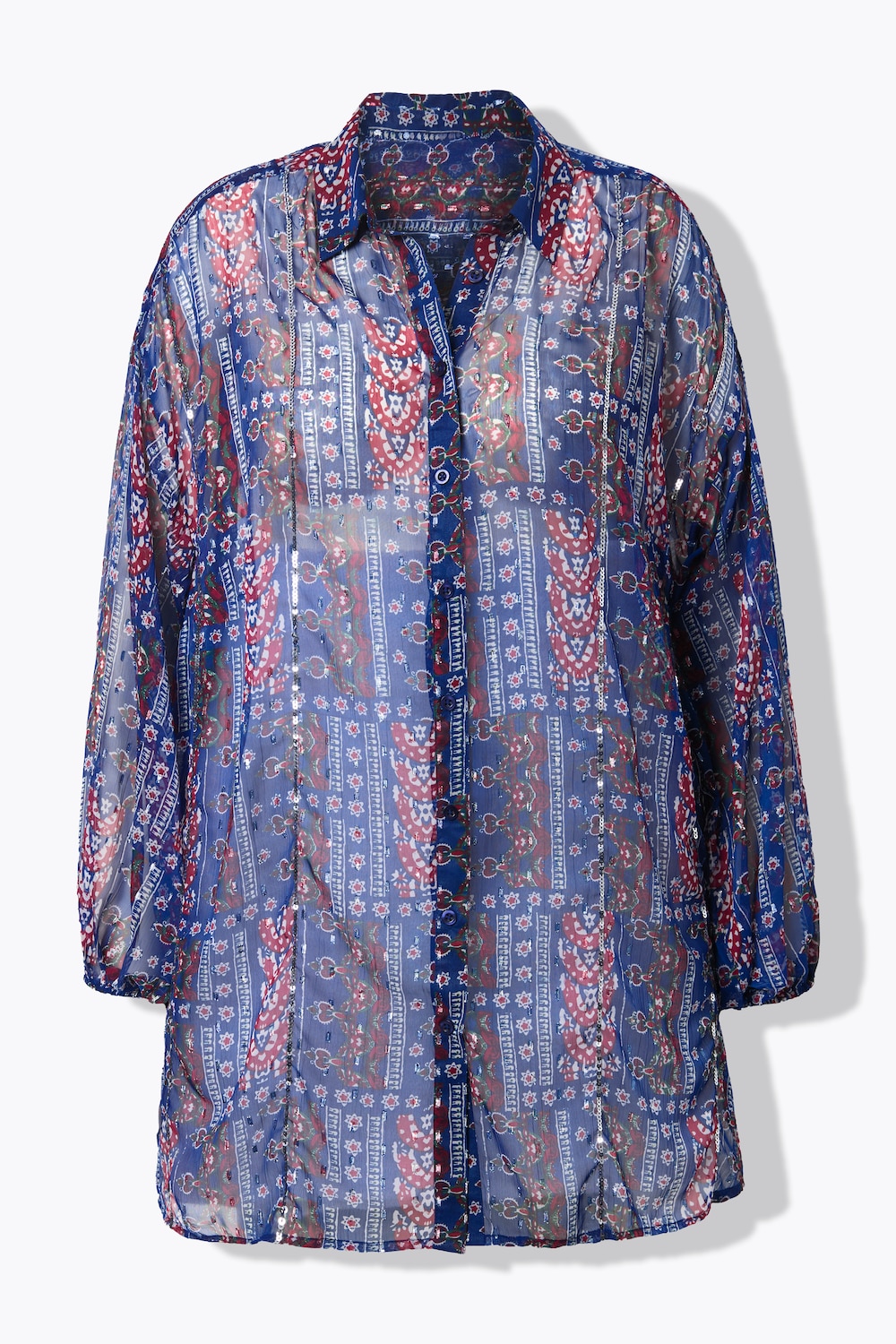Stora storlekar Chiffongblus, Dam, blå, storlek: 58/60, Polyester, Studio Untold