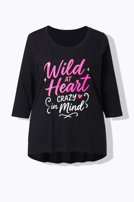 T-shirt, A-lijn, opschrift, 3/4-mouw