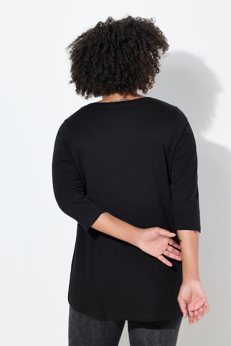 T-shirt, A-lijn, opschrift, 3/4-mouw