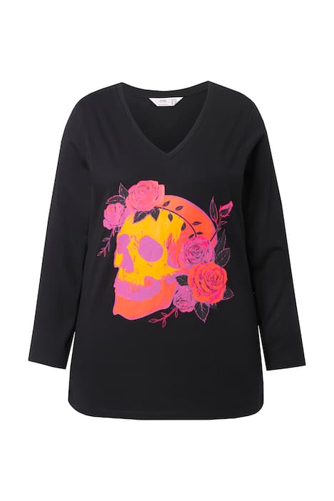 Tričko, lebka s růžemi, dlouhé rukávy